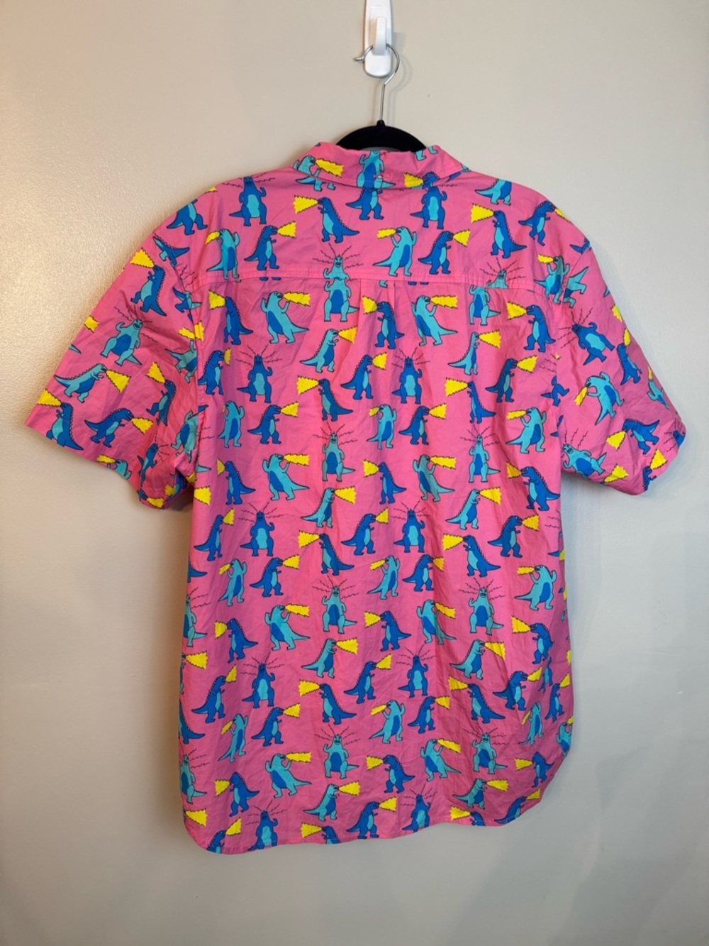 NWT Chubbies Pink Novelty Dino Short Sleeve Button-Up Shirt XL - Picture 2 of 5